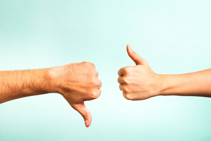 thumbs up and thumbs down difference between productive and unproductive stress