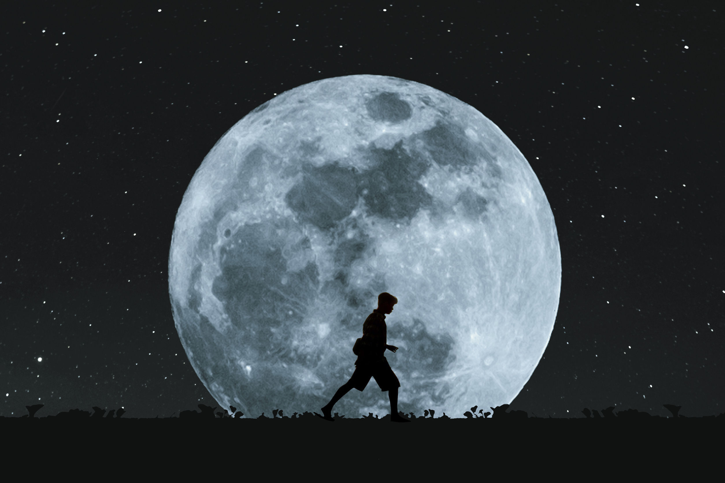 white moon on night sky walking towards better wellbeing