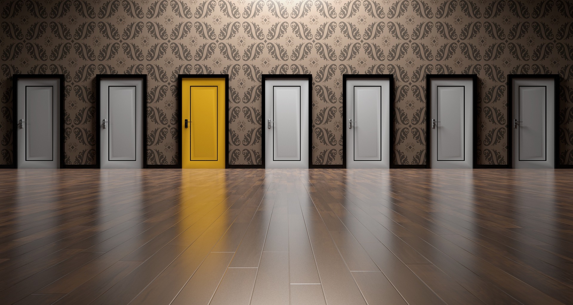 corridor of rooms yellow door health messages are confusing