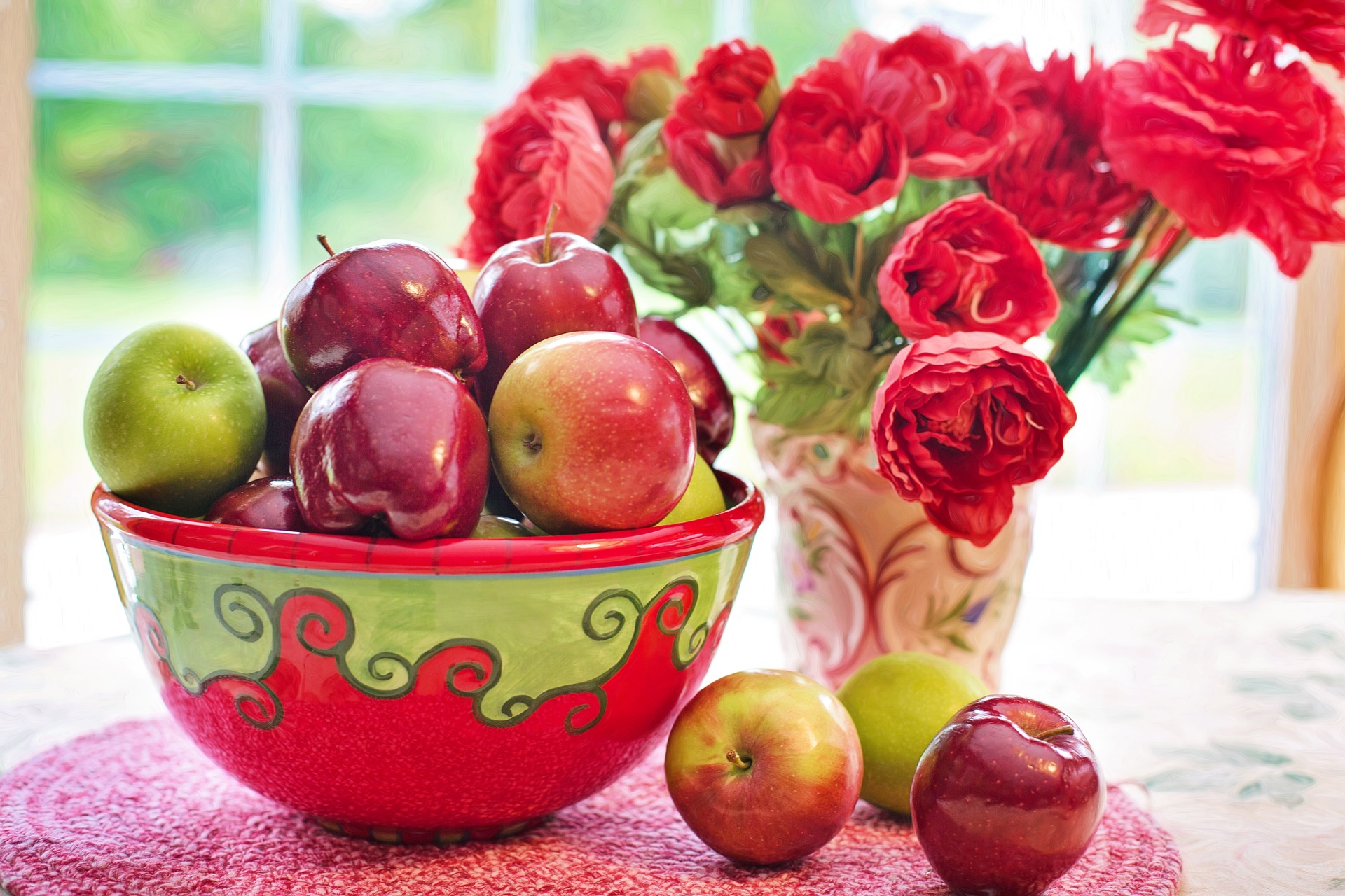 red flowers bunch of apples wonder fruit of the world why should you eat more apples