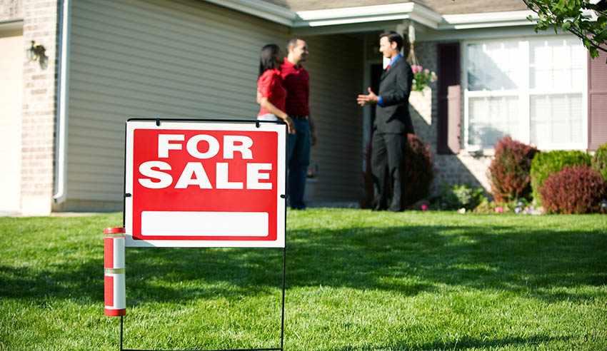 Couple looking at house for sale