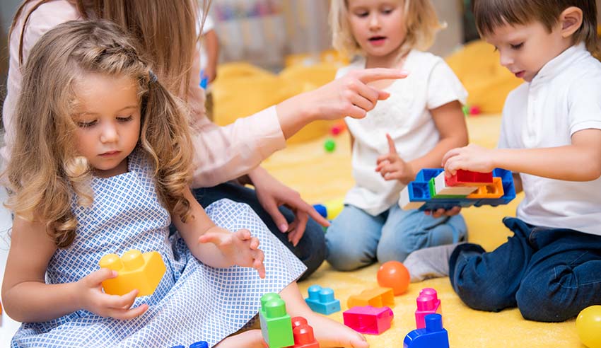 Kindergarten children playing