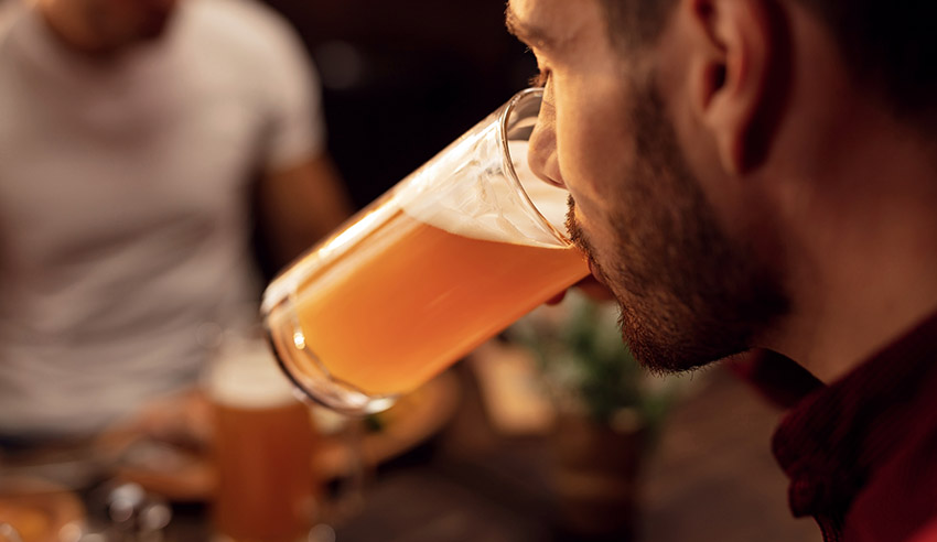 Drinking beer